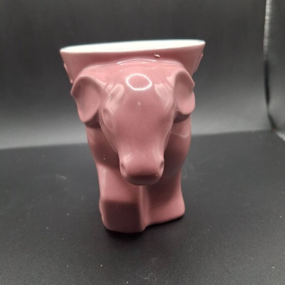 Frankoma Pottery 1992 Demi Donkey Mug Pink Ceramic Collectible Animal-Shaped - Picture 2 of 6